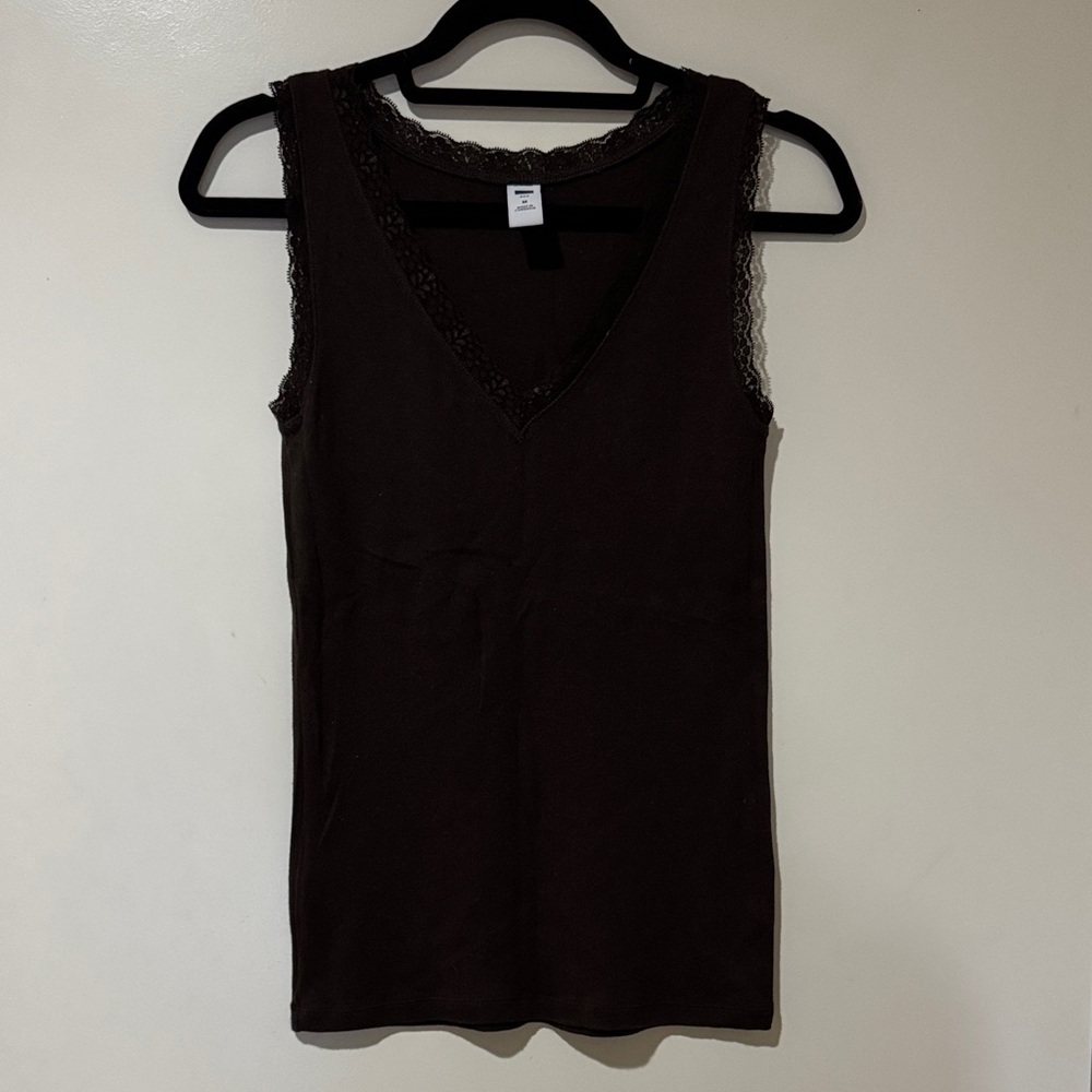 GAP Brown Lace Accent Tank Top Medium